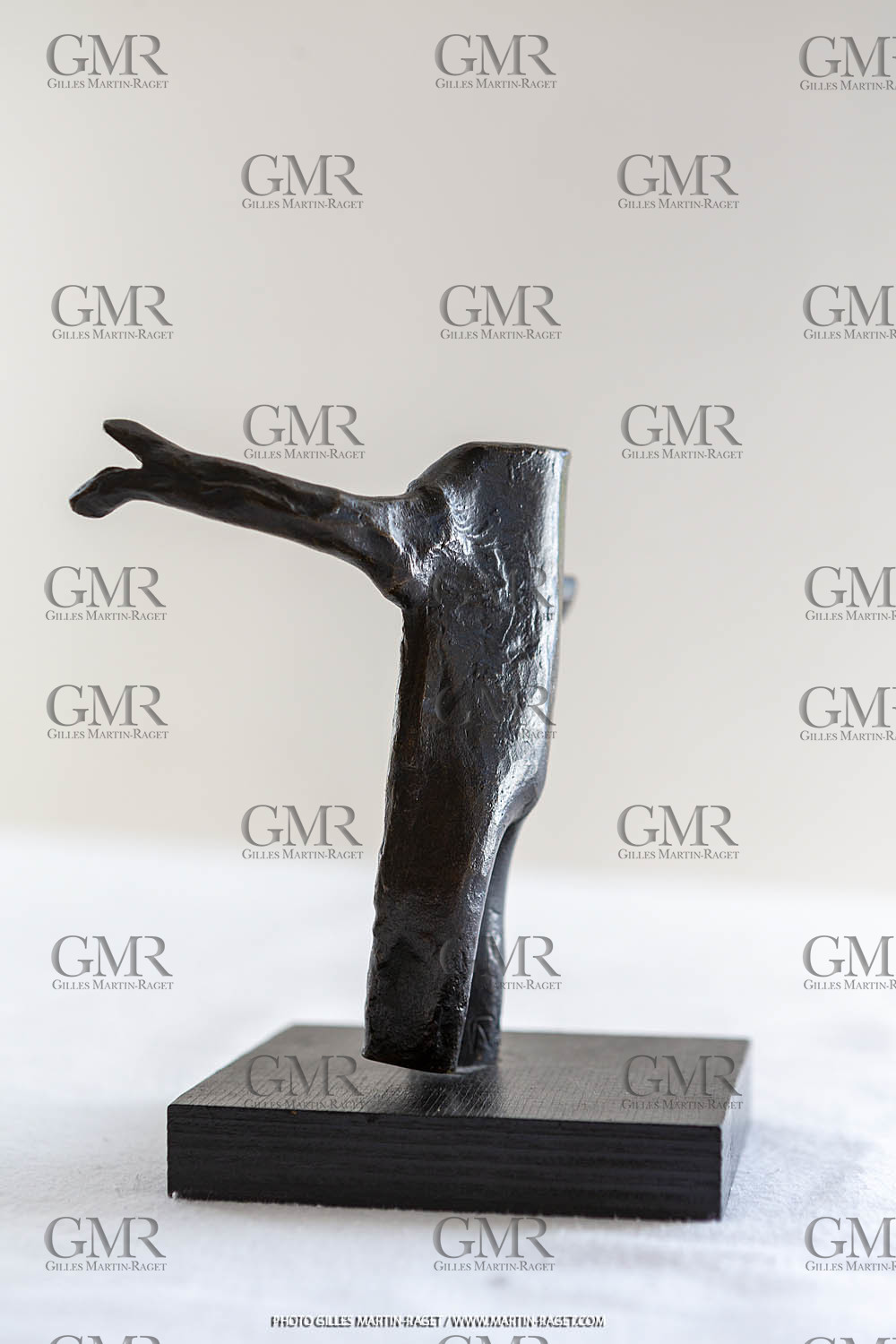 08 06 2012, St Rémy de Provence, Oeuvre de Germaine Richier, Guerrier n° 6 1953, Bronze patiné foncé, Epreuve d'exposition, 14 x 14 x 10,5 cm, Collection particulière