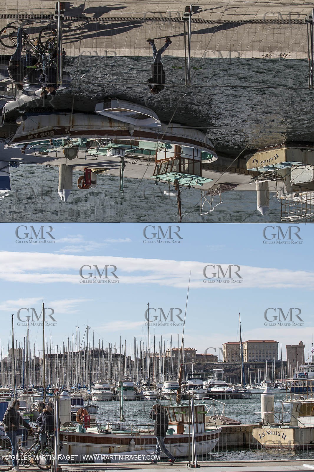 04 02 2013 - Marseille (FRA,13) - Renovation du Quai de la Fraternité (Vieux Port), pose de l'ombrière