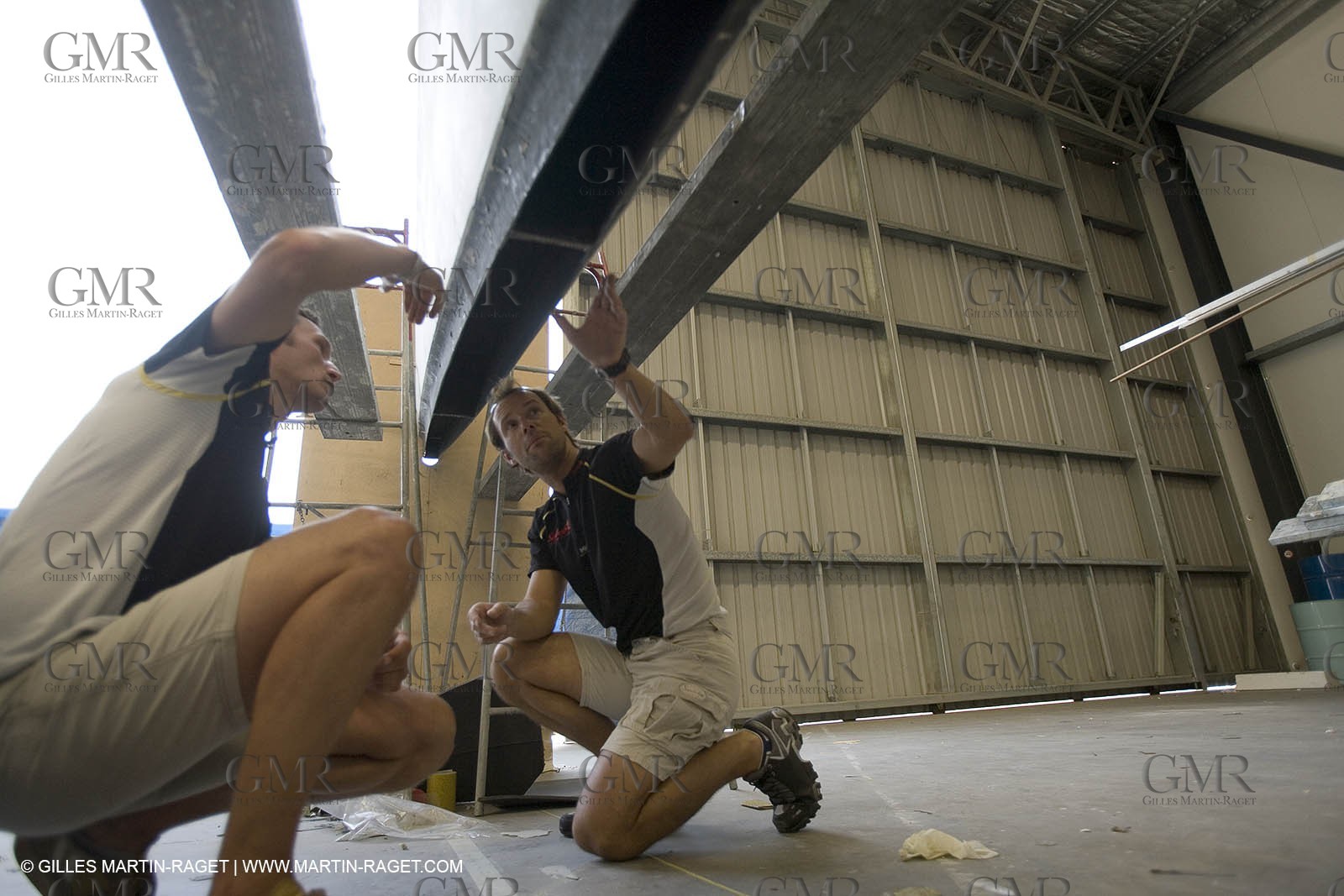 Sydney, Australia, Thomas Coville trimaran Sodebo building at Boat Speed