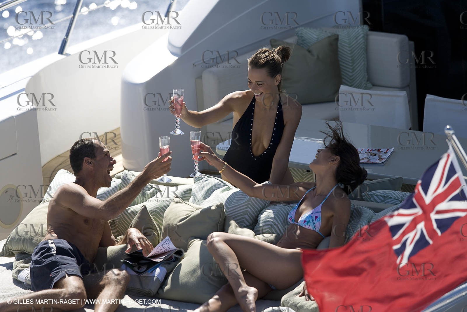 06 09 2007 - Saint Tropez (FRA, 83) - Superyachts - Motoryachts - Mangusta 92 Triple Fun in Saint Tropez - Mooring at Club 55 at Pampelonne Beach