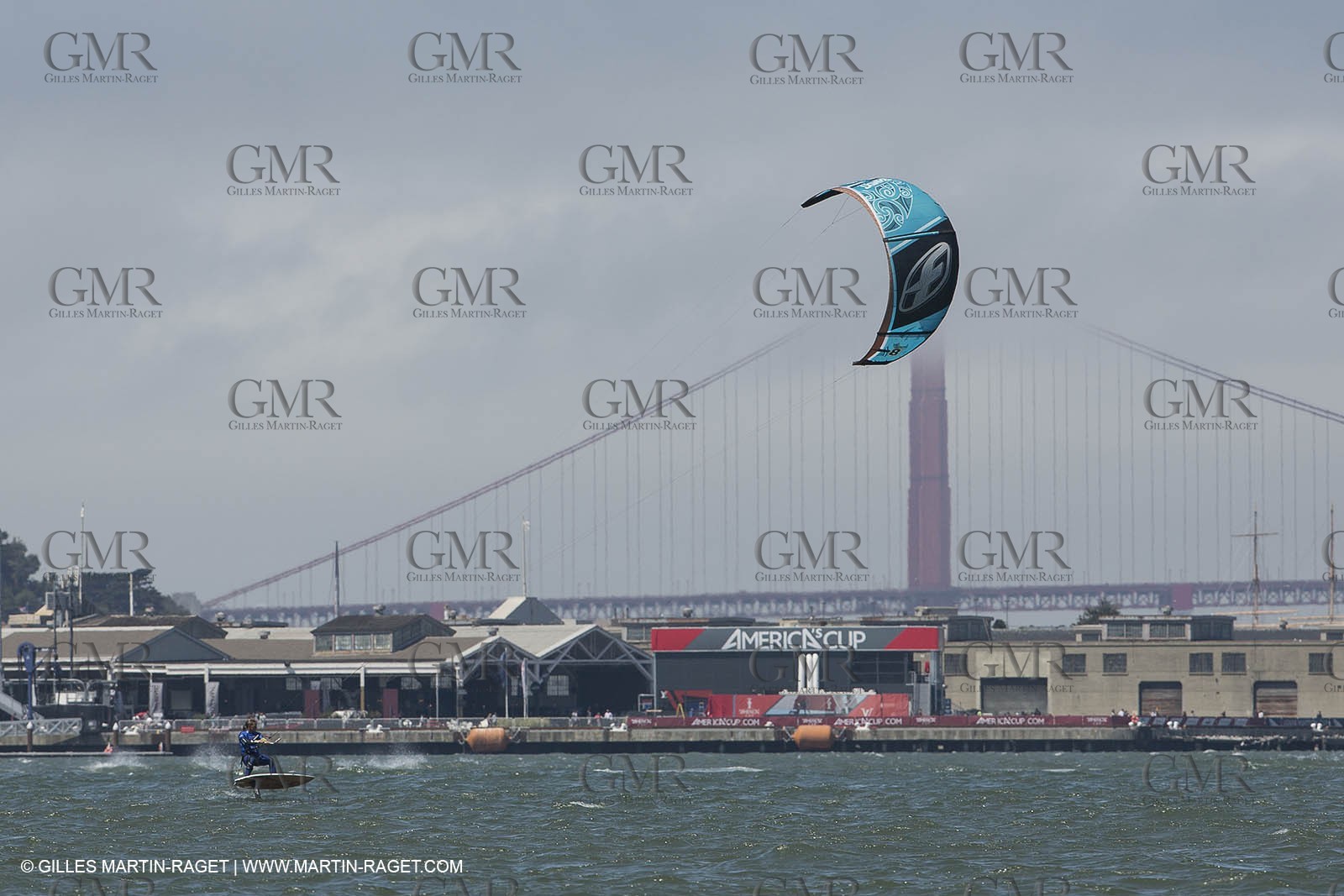 20 08 2013 - San Francisco (USA,CA) - French speed kit surfer Alex Caizergues sails with  Red Bull Youth America's Cup tem Next World Energy