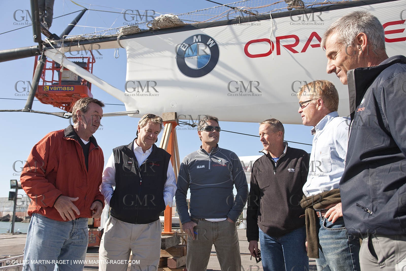 06 02 2010 - Valencia (ESP) - 33rd America's Cup - BMW ORACLE Racing - Last preparation day - MArtin Tasker - Mike Drumond - Sir Russell Coutts - Sir Mikael Fay - Peter Lester