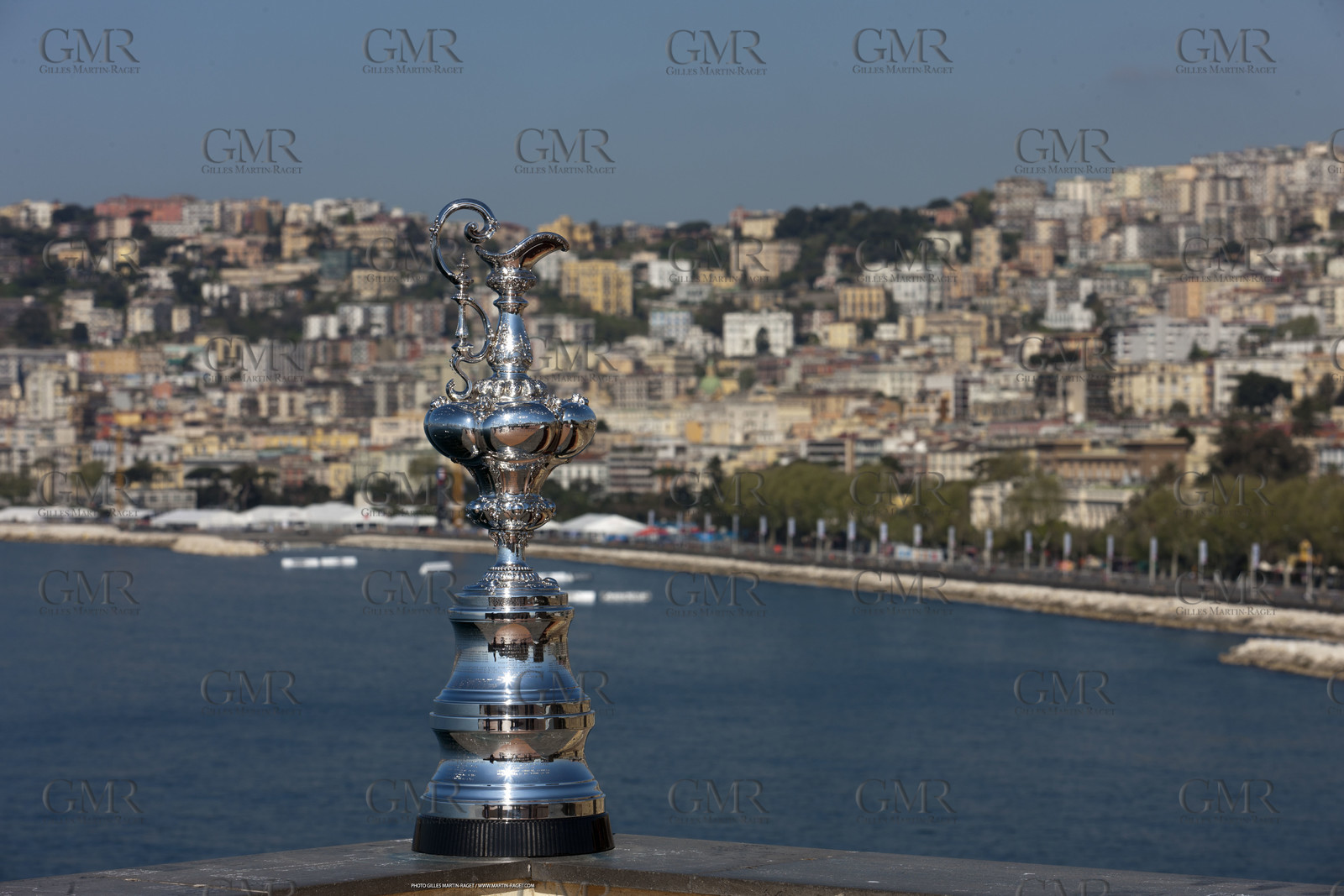 09 04 2012 - Naples (ITA) - 34th America's Cup - America's Cup World Series Naples 2012 - The America's Cup trophy infront Naples bay