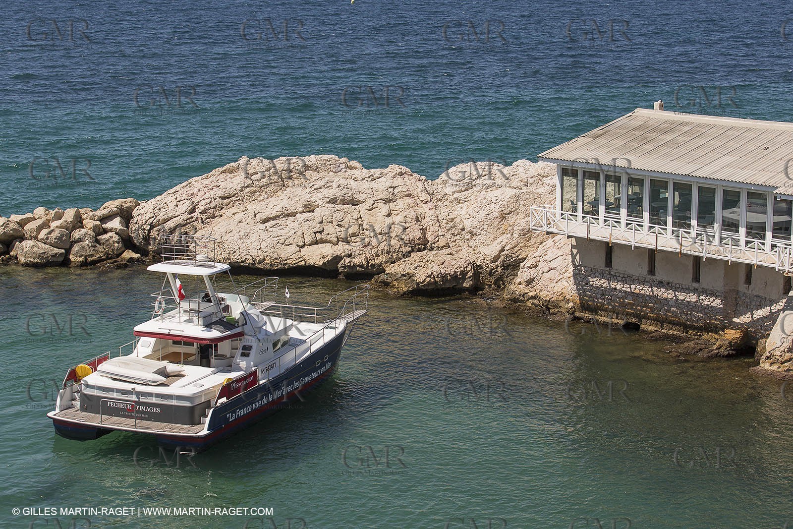 16 07 2012 - Marseille (FRA,13) - Pêcheur d'Images, Philip Plisson boat, in Marseille bay.
