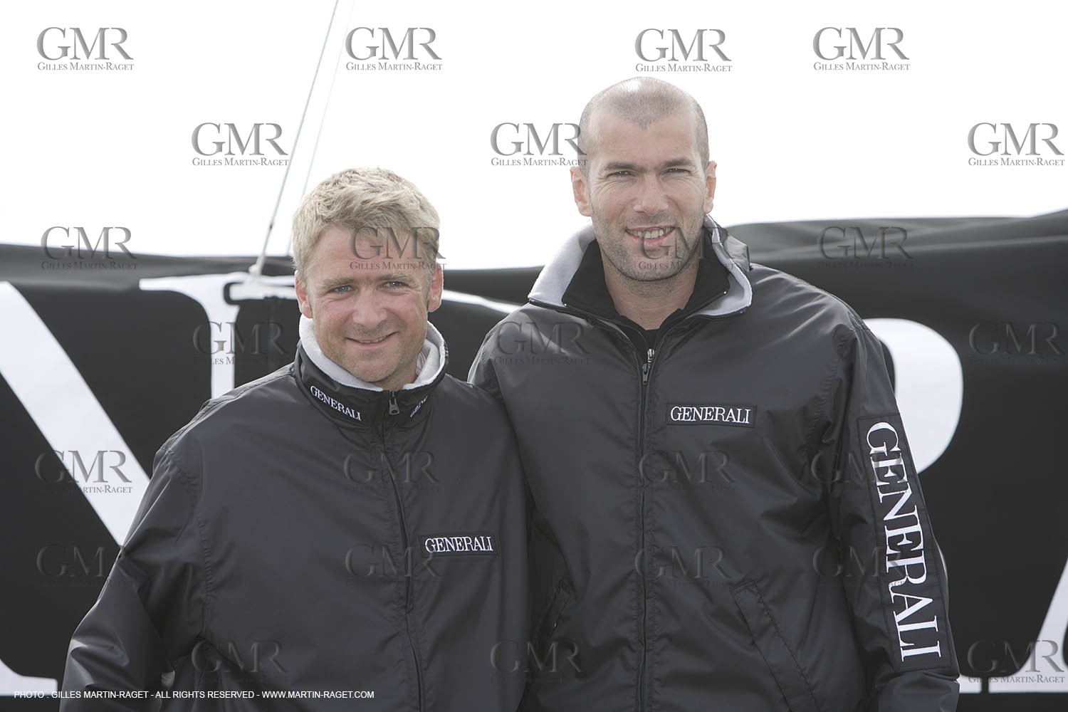 11 05 2007 - La Trinité sur mer (France) - Zinedine Zidane baptise Generali le monocoque de Yann ELiès pour le Vendée Globe