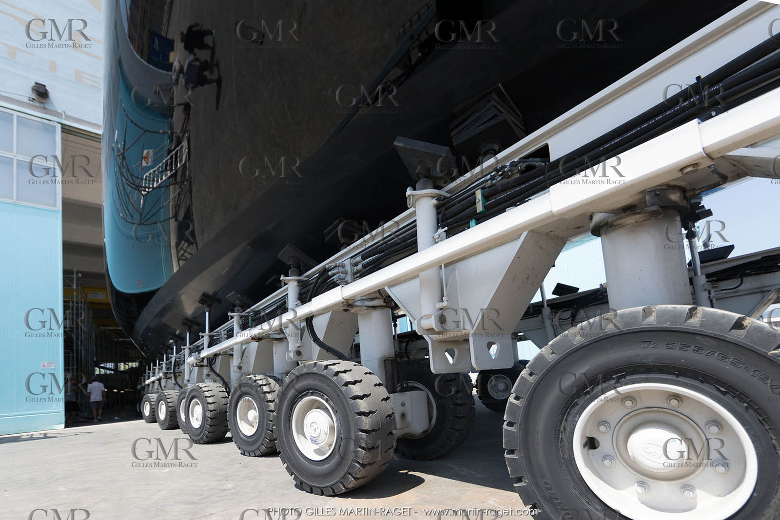 22 07 2017, Savona (ITA), Wally Cento Tango going out of the shed, Photo Gilles Martin-Raget