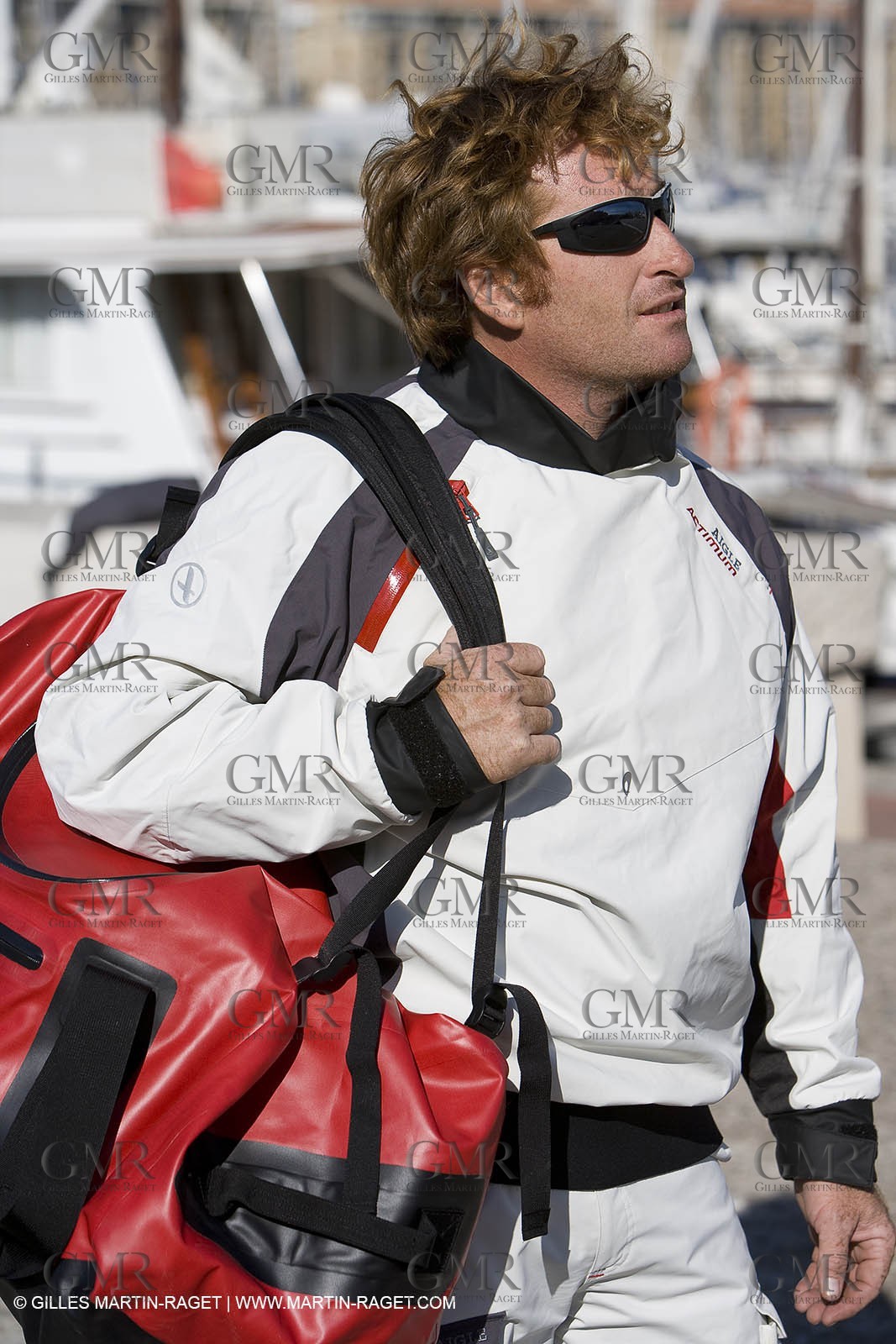 28 09 2007 - Marseille (FRA, 13) - Gamme vêtements de mer Aigle portée en.action par les navigateurs Marc Emig et Luce Molinier