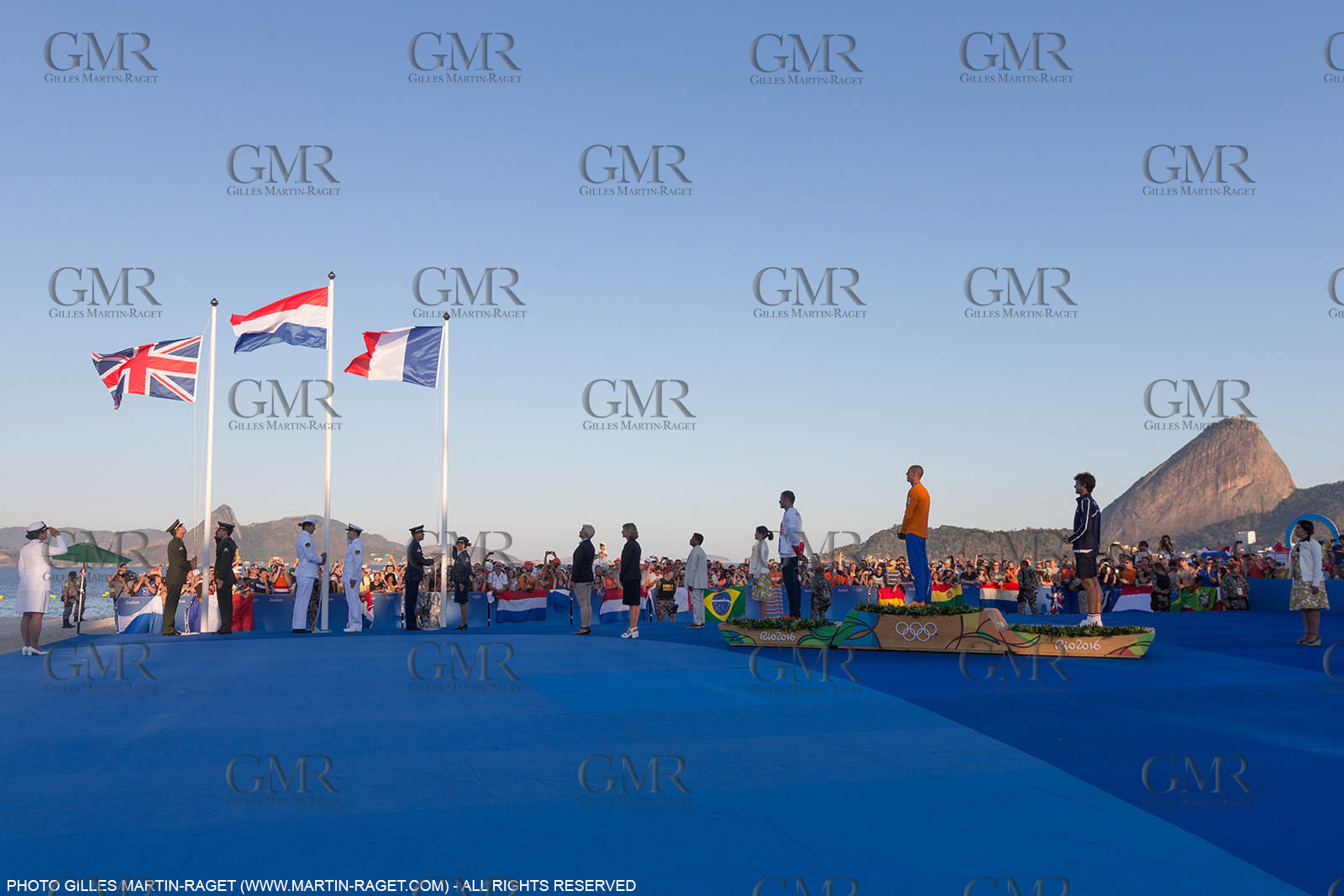 14 08 2016, Rio de Janeiro (BRA), 2016 Olympic Games, Sailing, RSX Men medal ceremony