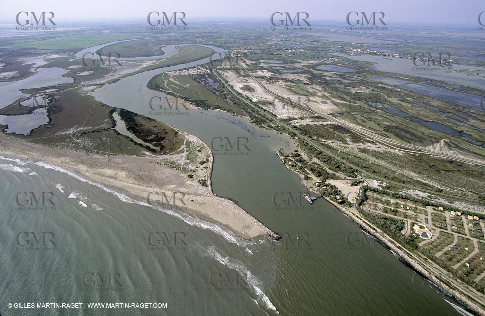 Small Rhone river mouth at Saintes Maries de la Mer
