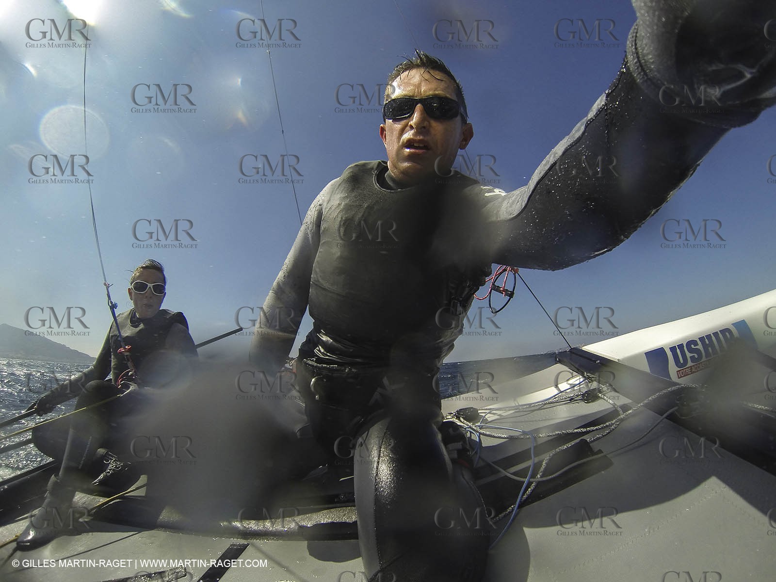 26 03 2013 - Marseille (FRA,13) - Ingrid Petitjean et Olivier backes training on their Nacra 17 in breezy conditions
