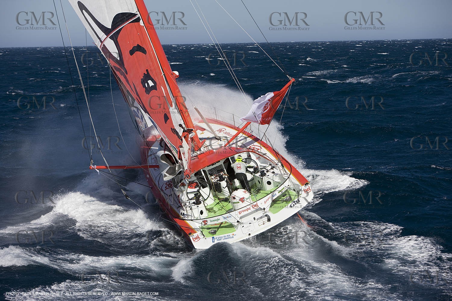 14 07 2008 - Port Camargue (FRA,30) Monocoques IMOCA - Vendée Globe 2008 - Kito de Pavant (Groupe Bel) training in strong breeze.