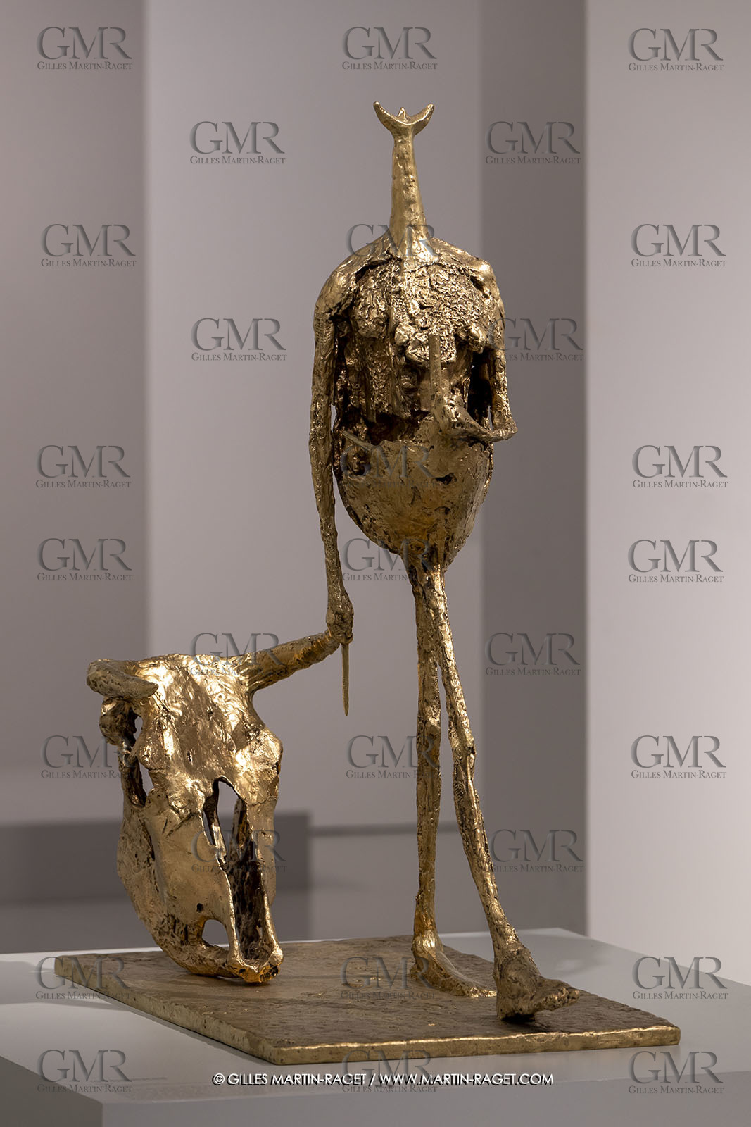 30 10 2023, Montpellier (FRA), oeuvre de Germaine Richier, Exposition Centre Pompidou - Musée Fabre 2023, La Tauromachie 1953, Bronze naturel nettoyé, Numéroté 6 6, Fondeur : Susse, Paris, 114,6 x 54,5 x 98,8 cm, Collection particulière, Paris