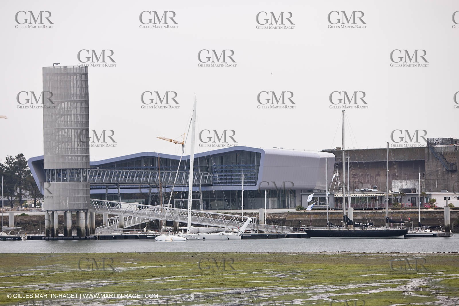 19 05 2010- Lorient- (FRA,56)  the five Pen Duick and l'Hydroptere in front of the Cité de la Voile Eric Tabarly