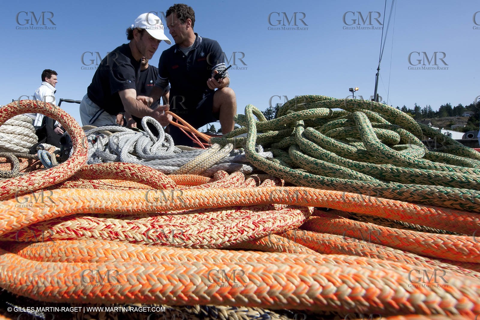 26 08 2008 - Anacortes (WA, USA) - America's Cup - BMW ORACLE Racing - 90 ft trimaran launch - structural tests completed by Design Team