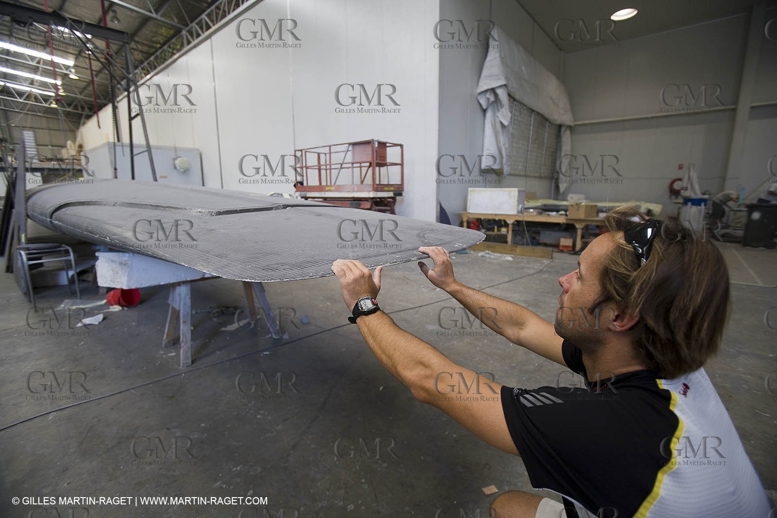 Sydney, Australia, Thomas Coville trimaran Sodebo building at Boat Speed