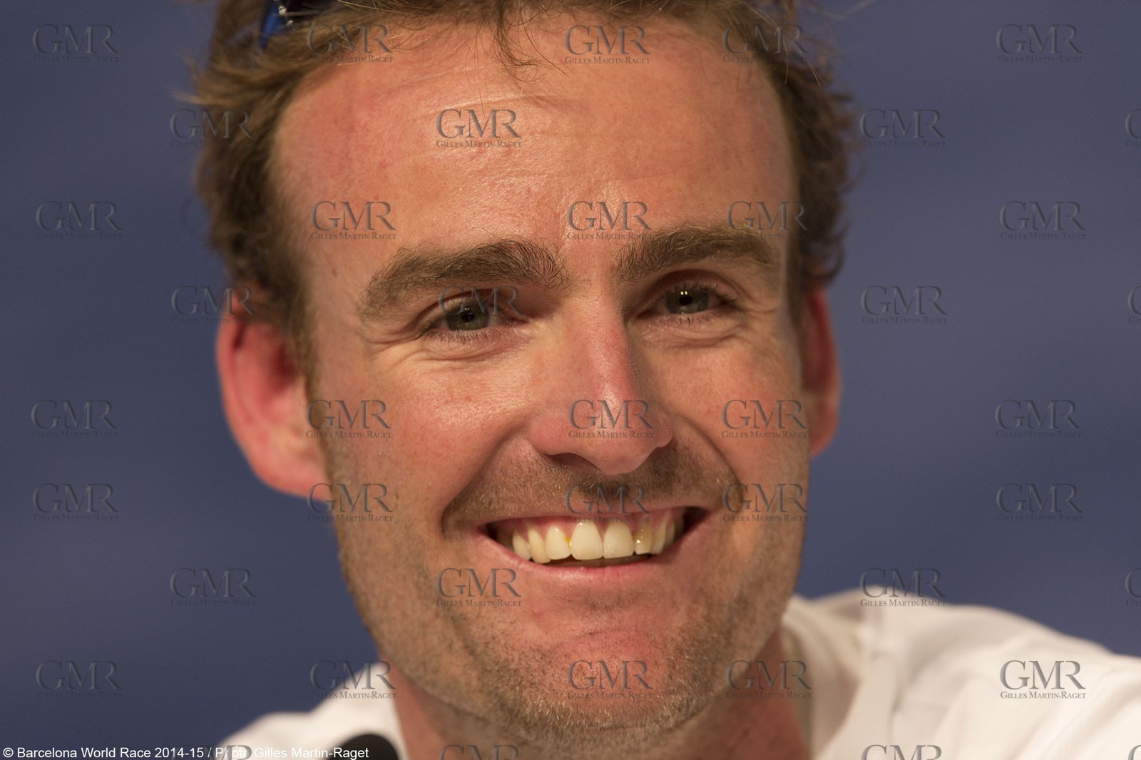 01 04 2015, Barcelona (ESP), Barcelona World Race 2014-15, Gerard Marin and Anna Corbella (GAES Centros Auditivos) arrival in 3rd position.