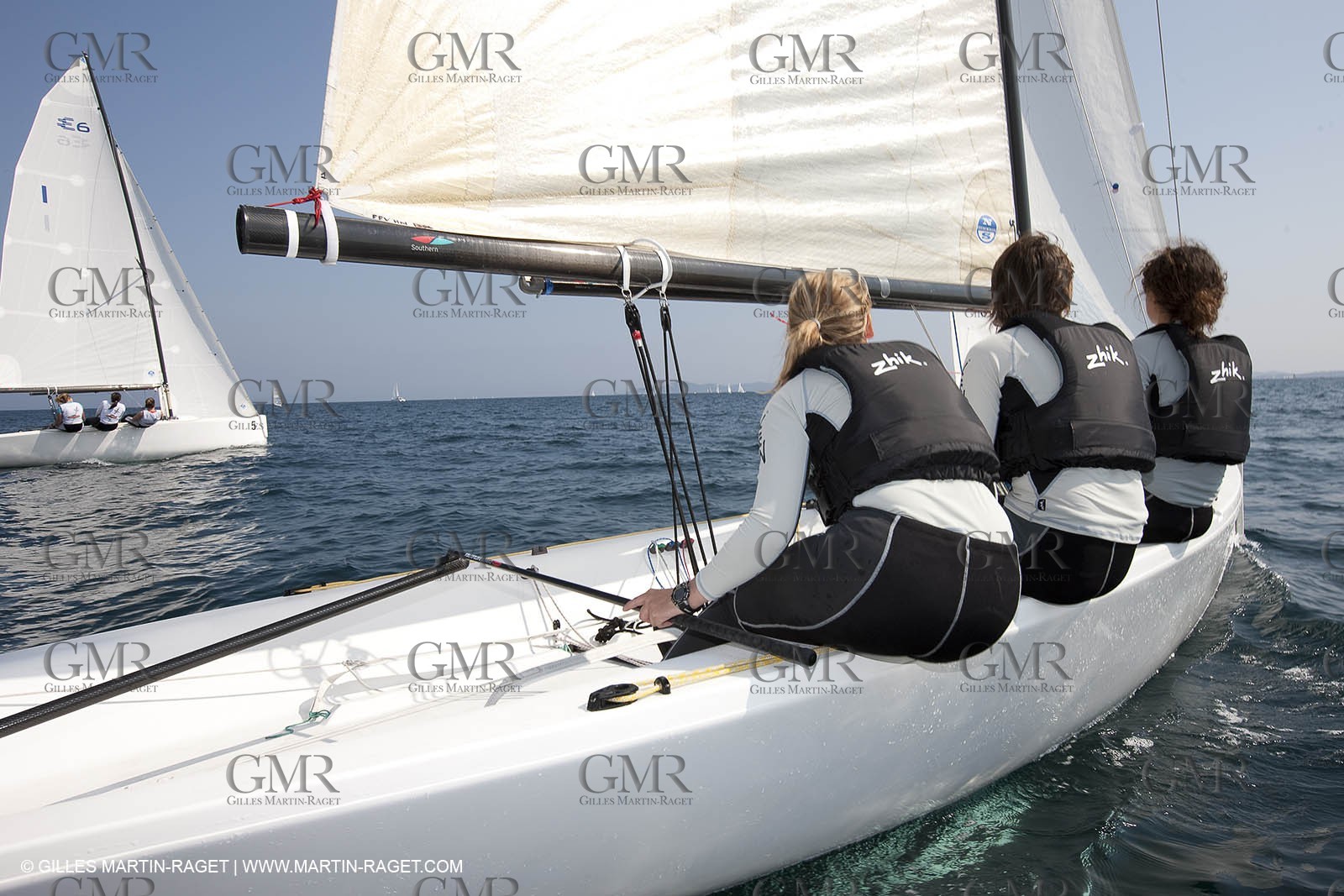 20 04 2010 - Hyères (FRA,83) - SOF 2010 - Zhik Team - women Match Racing - Leroy Pruvot  Bertrand