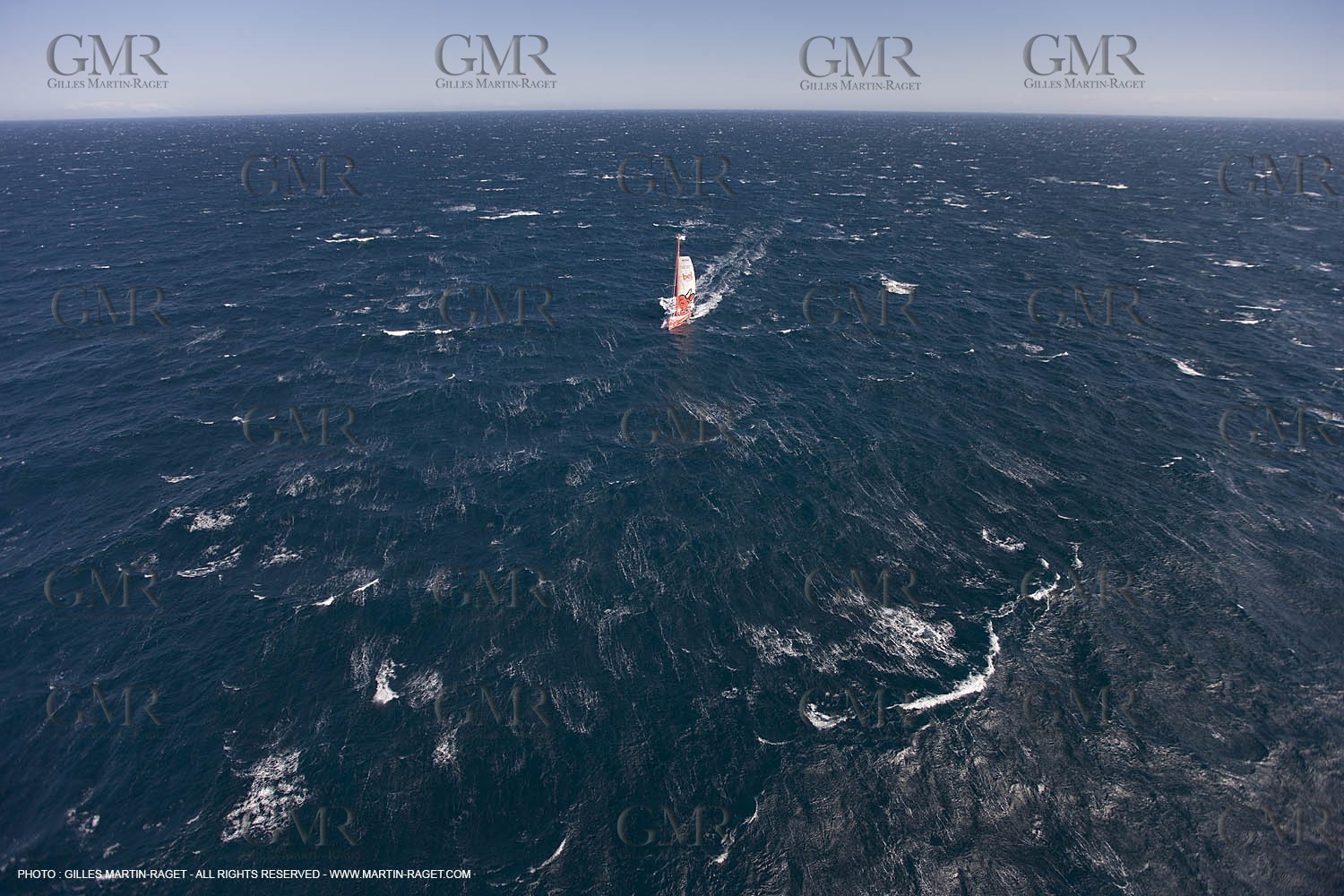 14 07 2008 - Port Camargue (FRA,30) Monocoques IMOCA - Vendée Globe 2008 - Kito de Pavant (Groupe Bel) training in strong breeze.