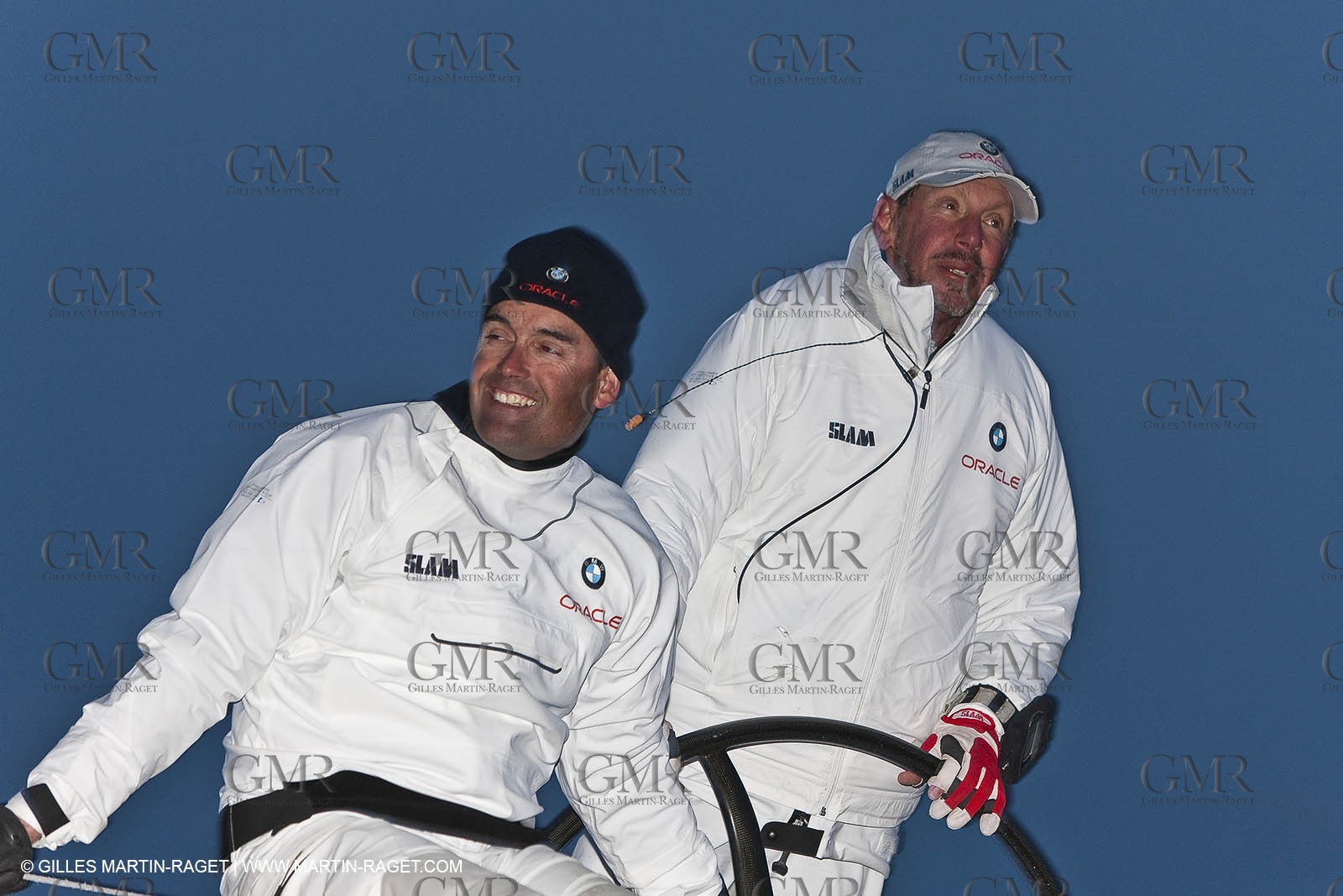 14 02 2010 - Valencia (ESP) - 33rd America's Cup - BMW ORACLE Racing - Race 2 - Russel Coutts - Larry Ellison