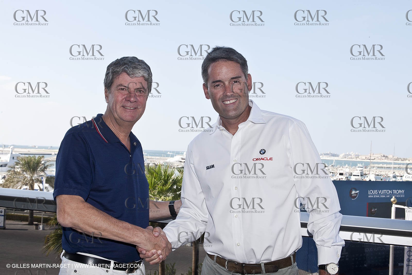 25 07 2010 - Dubai (UAE)  34th America's Cup- Louis Vuitton Partnership Announcement- Russell coutts, Yves Carcelle