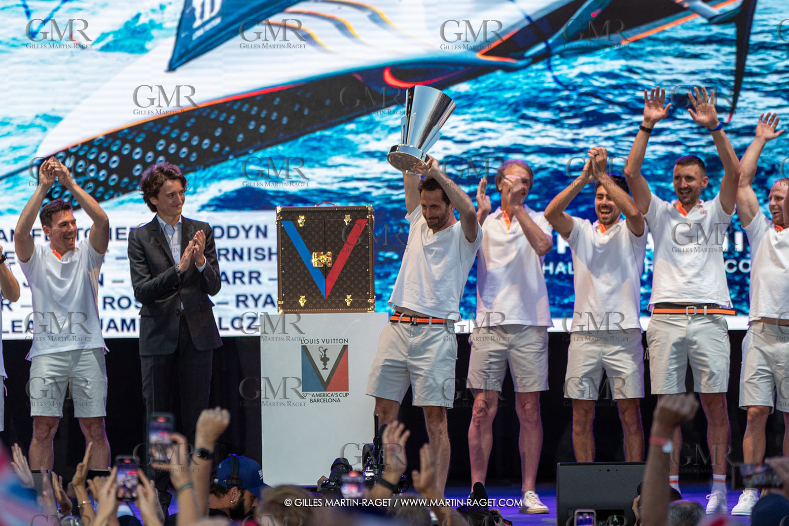 04 10 2024, Barcelona (ESP), 37th America's Cup, Louis Vuitton Cup Final, Race Day 7 , Prizegiving
