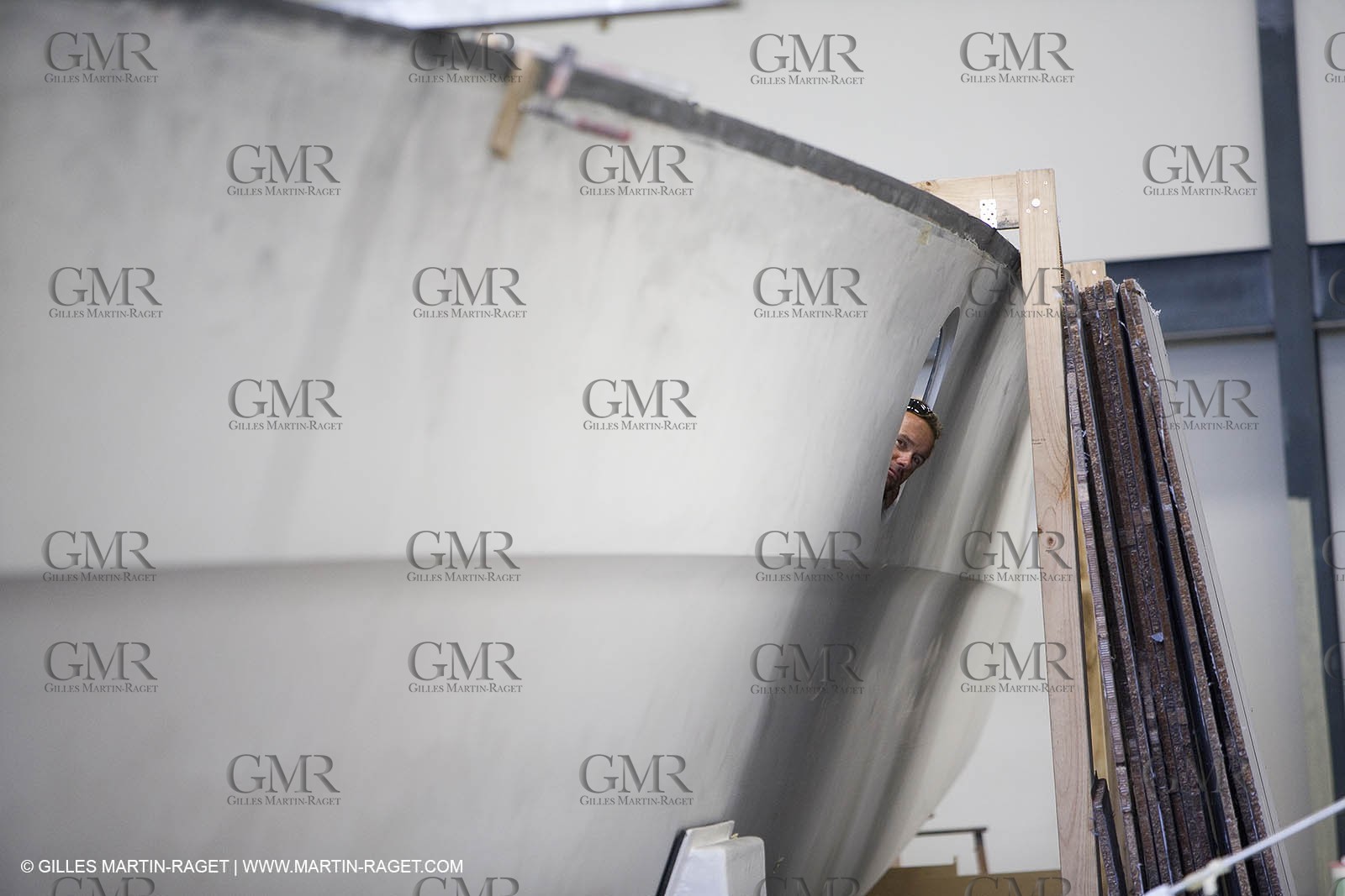 Sydney, Australia, Thomas Coville trimaran Sodebo building at Boat Speed