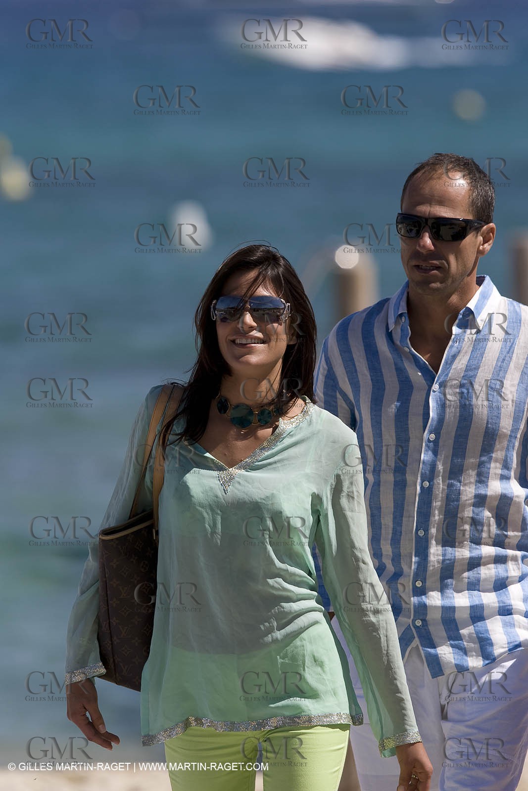 06 09 2007 - Saint Tropez (FRA, 83) - Superyachts - Motoryachts - Mangusta 92 Triple Fun in Saint Tropez - Mooring at Club 55 at Pampelonne Beach