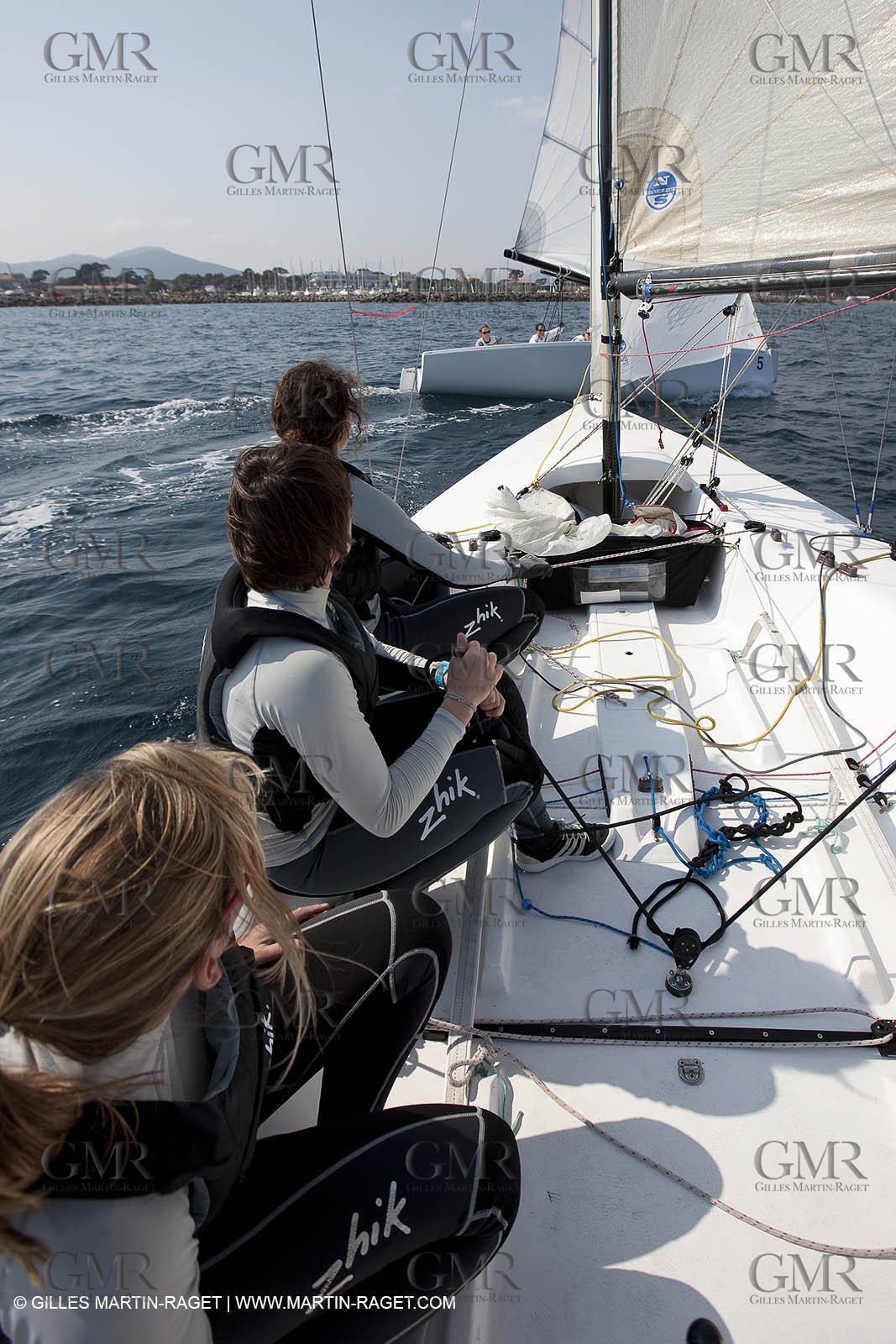 20 04 2010 - Hyères (FRA,83) - SOF 2010 - Zhik Team - women Match Racing - Leroy Pruvot  Bertrand