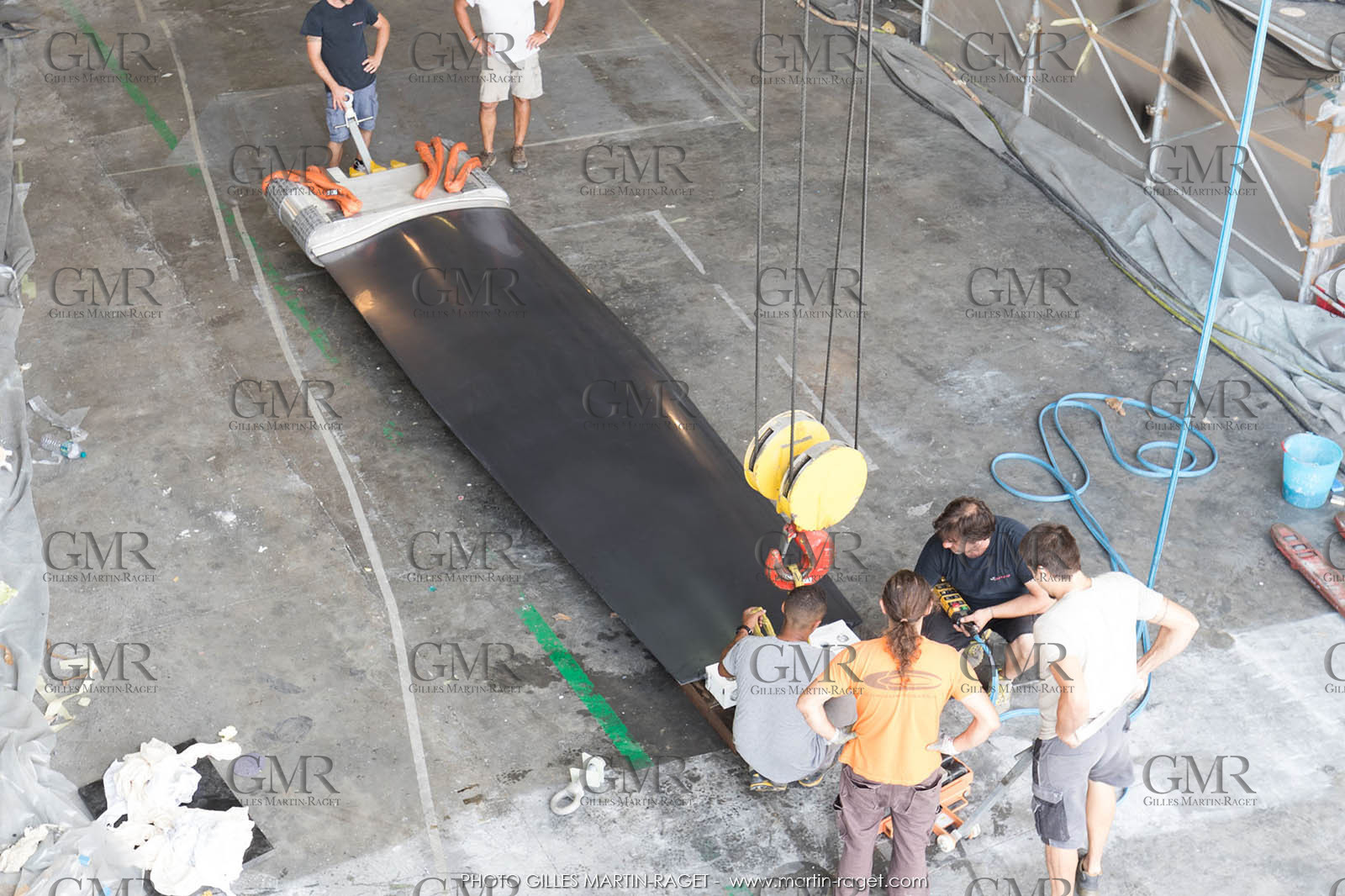 22 07 2017, Savona (ITA), Wally Cento Tango going out of the shed, Photo Gilles Martin-Raget