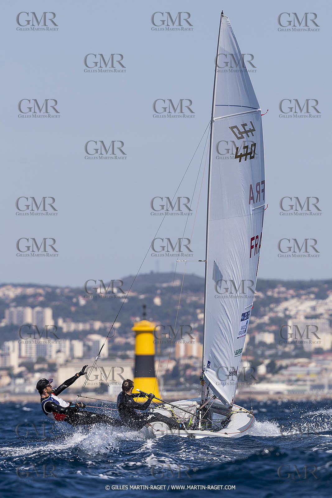 16 09 2022, Marseille (FRA), 470 Class, Paris 2024 Olympic Games, Sailing, 470 mixed dinghy, trainings, Camille Lecointre Jeremie Mion (FRA)