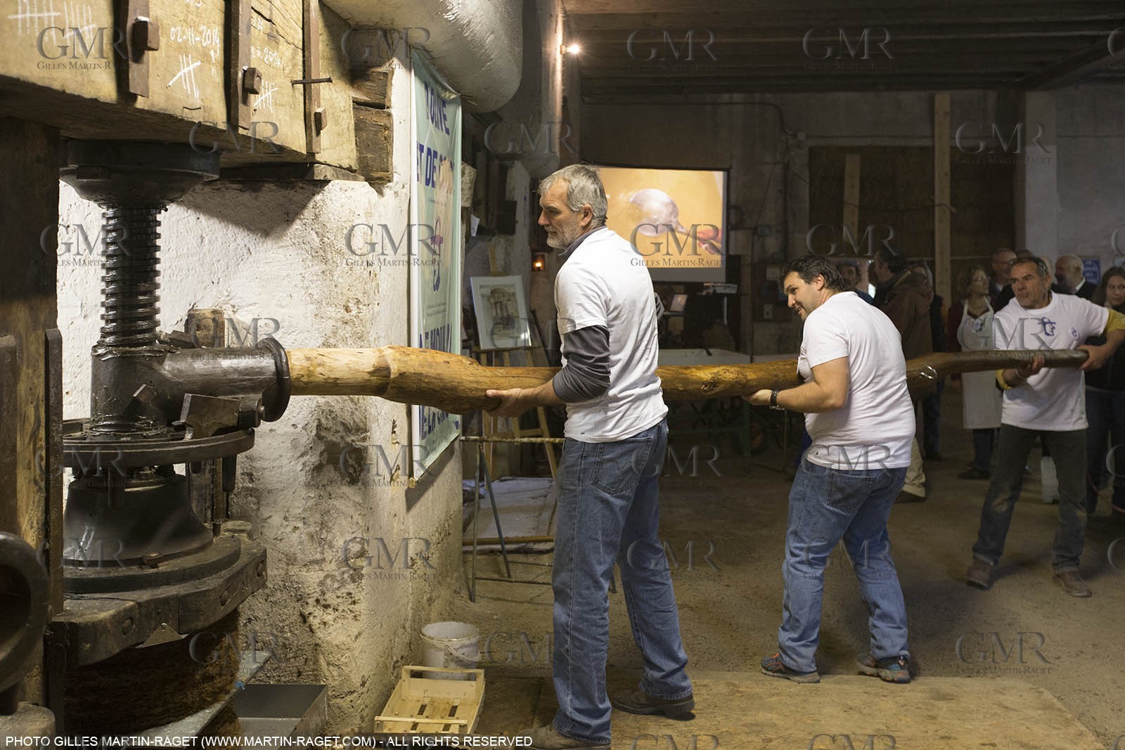 14 11 2015, Saint-Etienne du Grès (FRA,13), traditional making of olive oil at La Croix mill