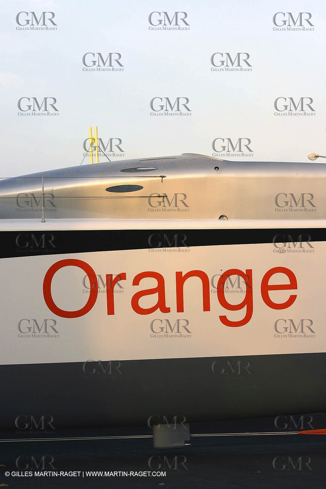 Vannes - Multiplast Boatyard - Orange II going out of the shed