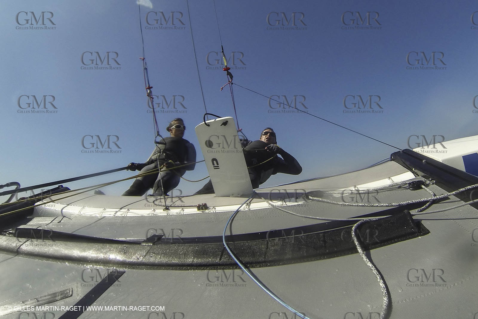 26 03 2013 - Marseille (FRA,13) - Ingrid Petitjean et Olivier Backes s'entraînent en Nacra 17 dans la brise