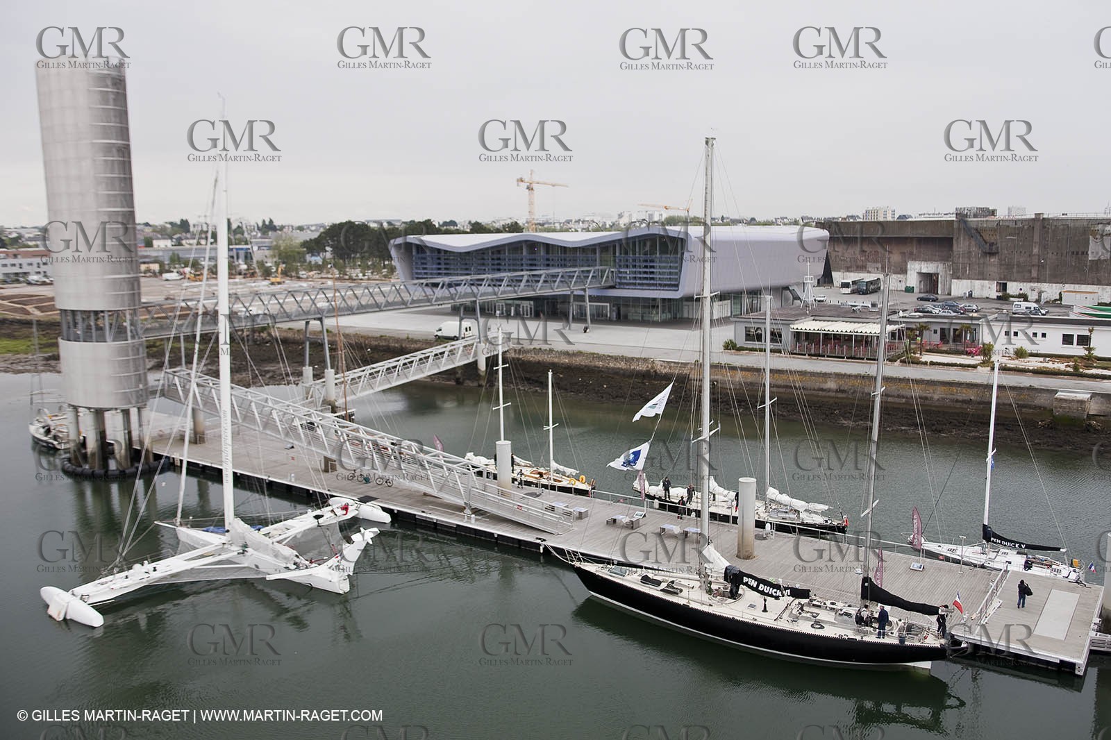 19 05 2010- Lorient- (FRA,56)  the five Pen Duick and l'Hydroptere in front of the Cité de la Voile Eric Tabarly