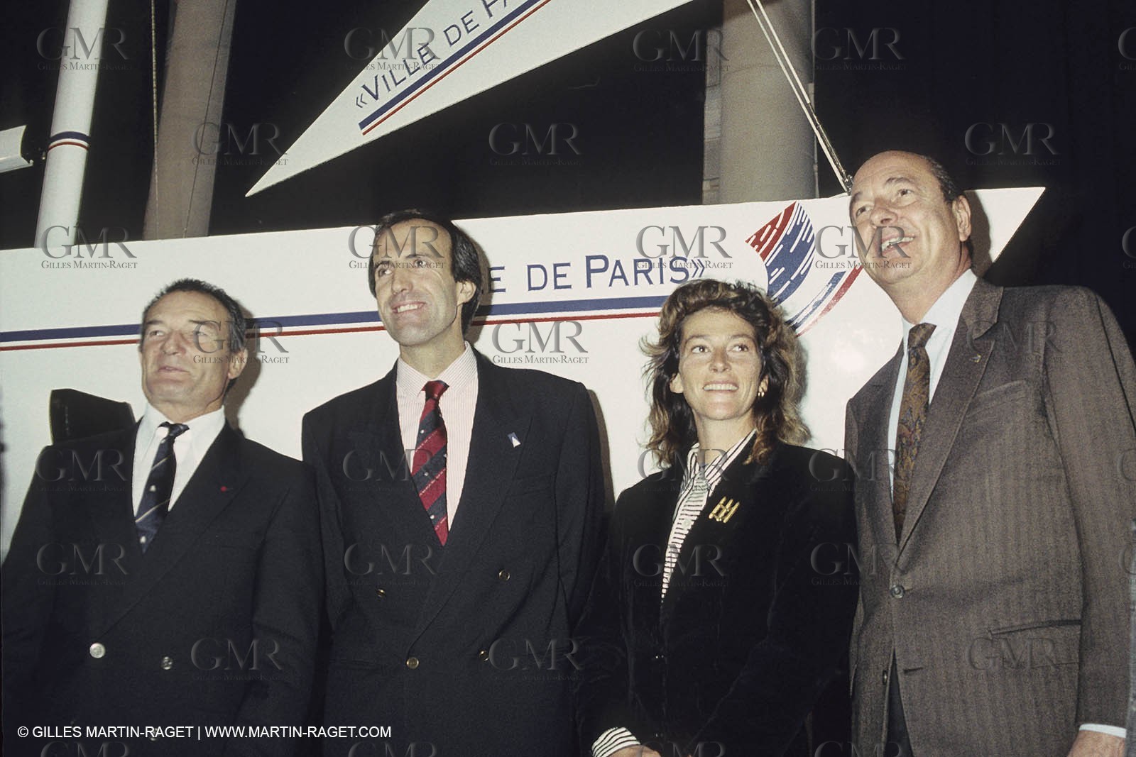 1991, America's cup, présentation de Ville de Paris, Eric Tabarly, Marc Pajot, Florence Arthaud, Jacques Chirac