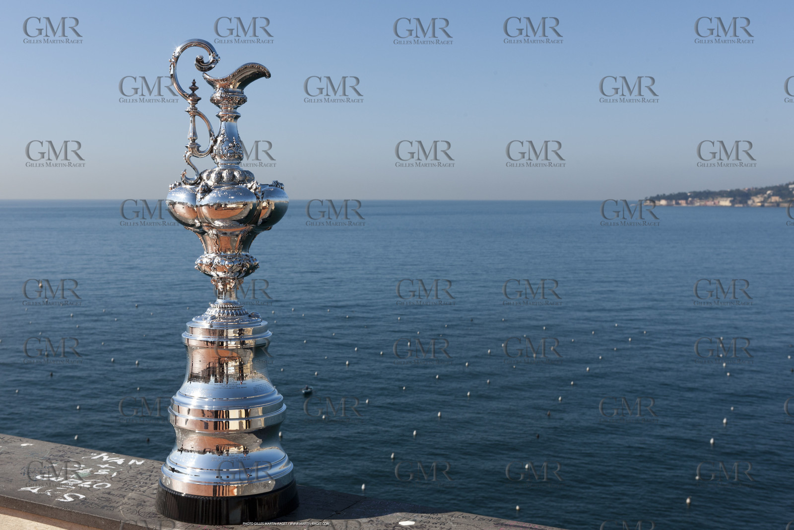 09 04 2012 - Naples (ITA) - 34th America's Cup - America's Cup World Series Naples 2012 - The America's Cup trophy infront Naples bay