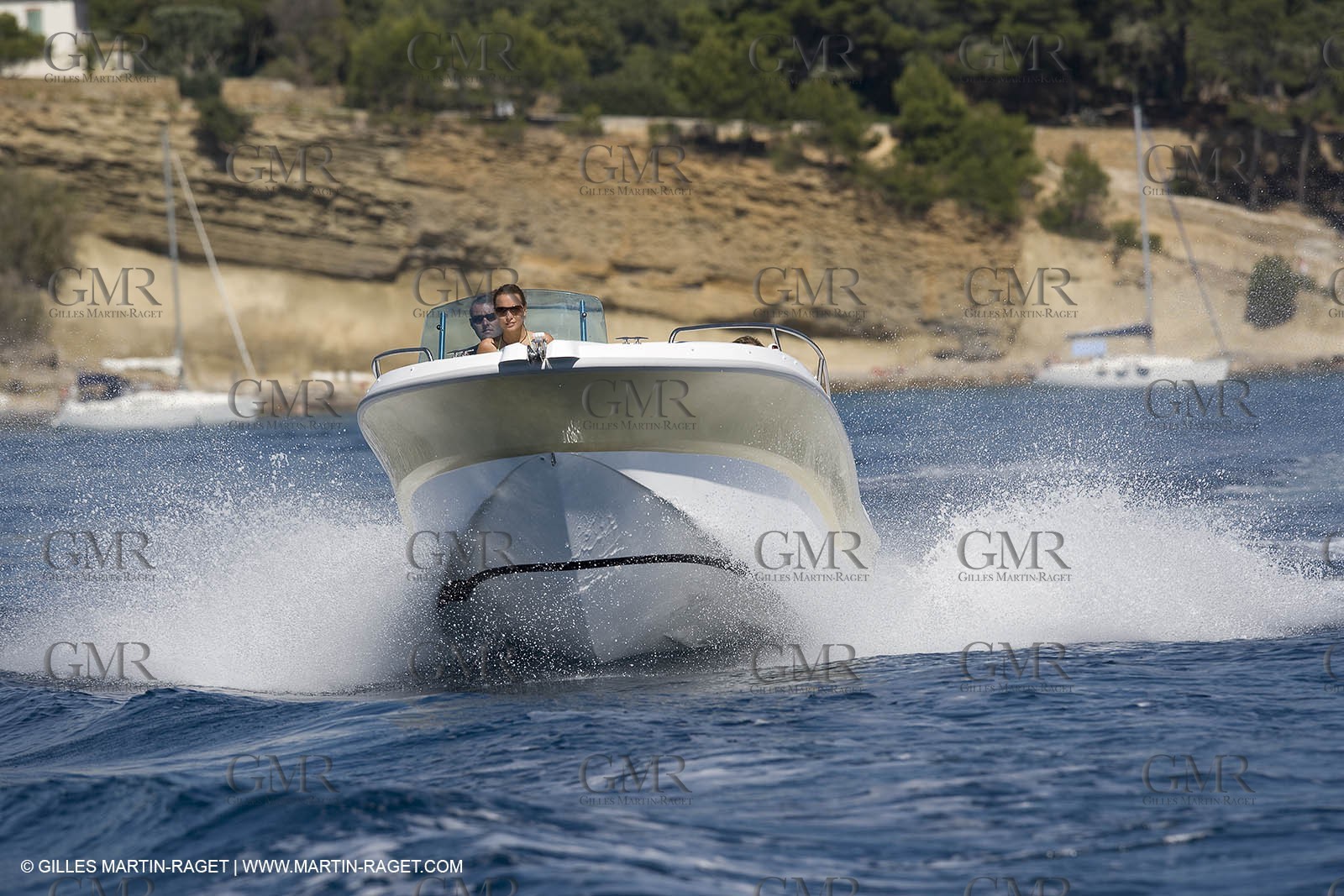 Motor boat running