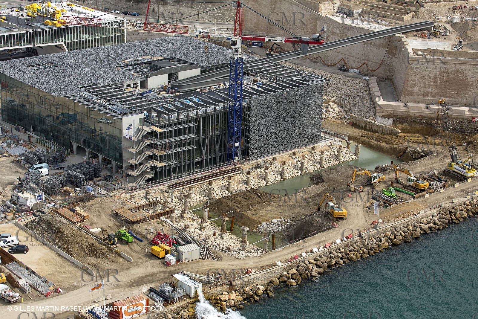 28 09 2012 - Marseille (FRA,13) - Travaux sur le Vieux Port, Construction du MUCEM, Renovation du Fort Saint Jean, construction du Centre Régional de la Meriterranée, CEREM,