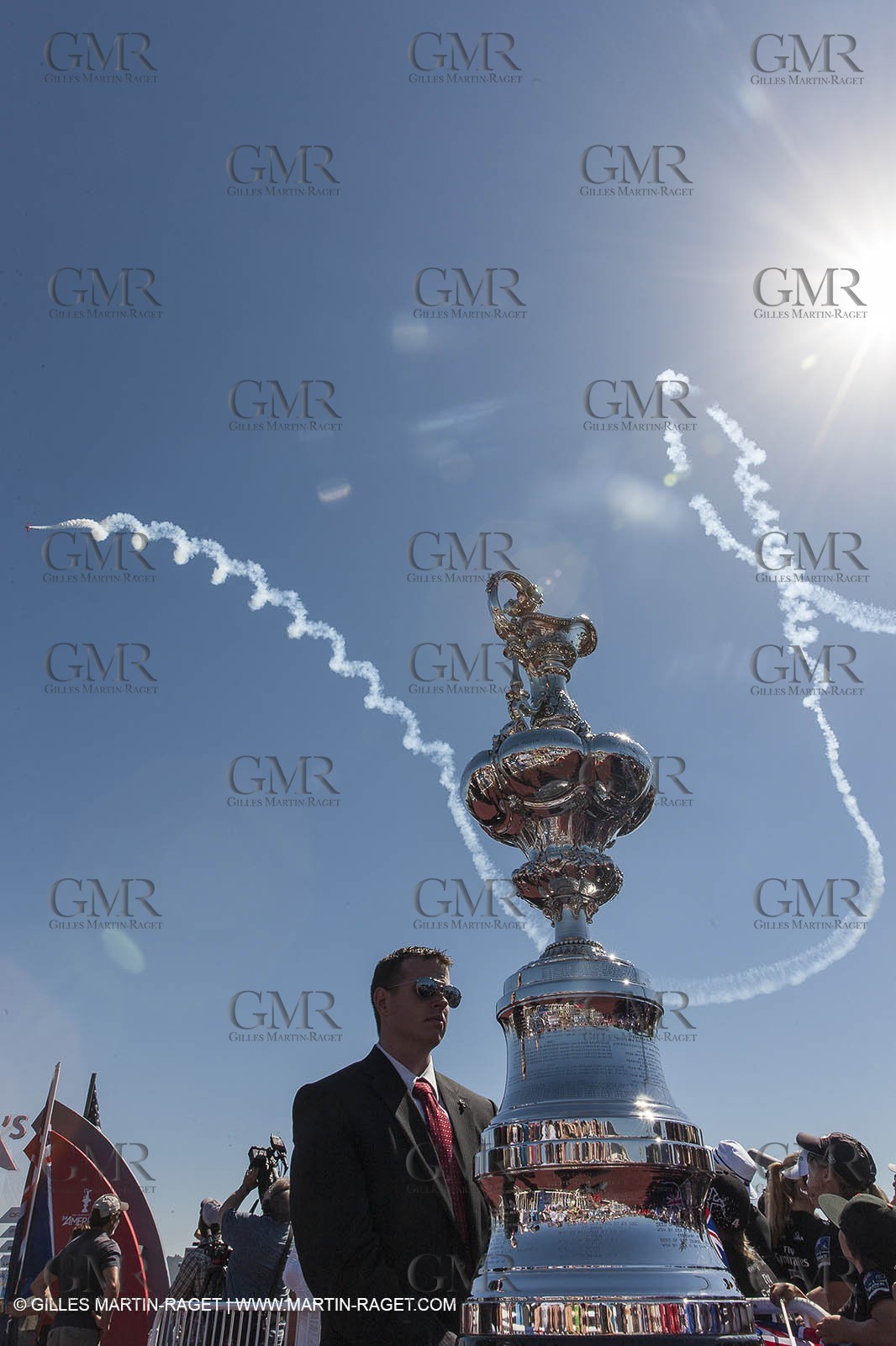 07 09 2013 - San Francisco (USA,CA) - 34th America's Cup -34th America's Cup; Race Day 1, Oracle Team USA vs Emirates Team New Zealand; Dock Out Show at America's Cup Park - Oracle Plane