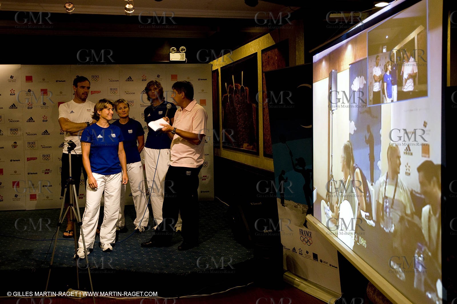 07 08 2008 - Qingdao (CHN) - Olympic games - Sailing - Opening of Club France at Grand Regency hotel and press conference with main press center in Beijing.