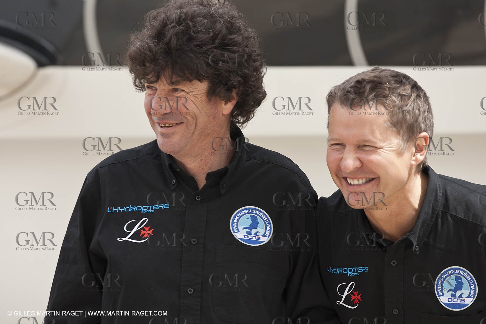 18 04 2012 - La Ciotat (FRA,13) - L'Hydroptère en préparation - Présentation du  nouvel équipage - Jean Le Cam - Alain Thébault