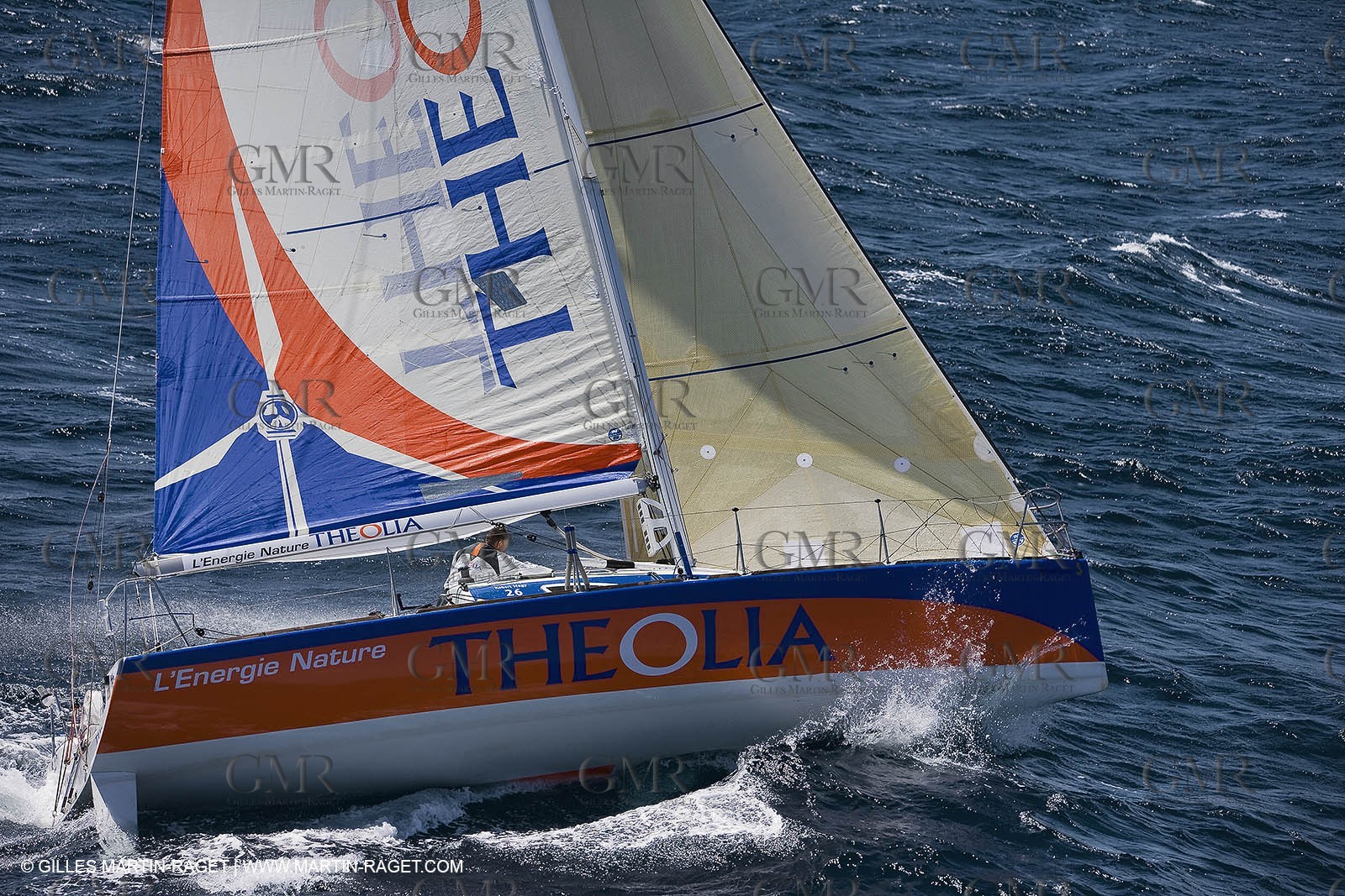 06-26-2007 - FIGARO II - THEOLIA - Skipper : Robert Nagy - Training off Marseille (south France) with strong wind conditions
