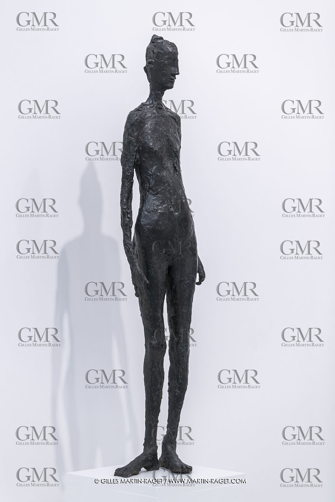 30 10 2023, Montpellier (FRA), oeuvre de Germaine Richier, Exposition Centre Pompidou - Musée Fabre 2023, La Feuille 1948, Bronze patiné foncé, Epreuve d'exposition, Fondeur : Susse, Paris, 142,5 x 37 x 26,5 cm, Collection particulière