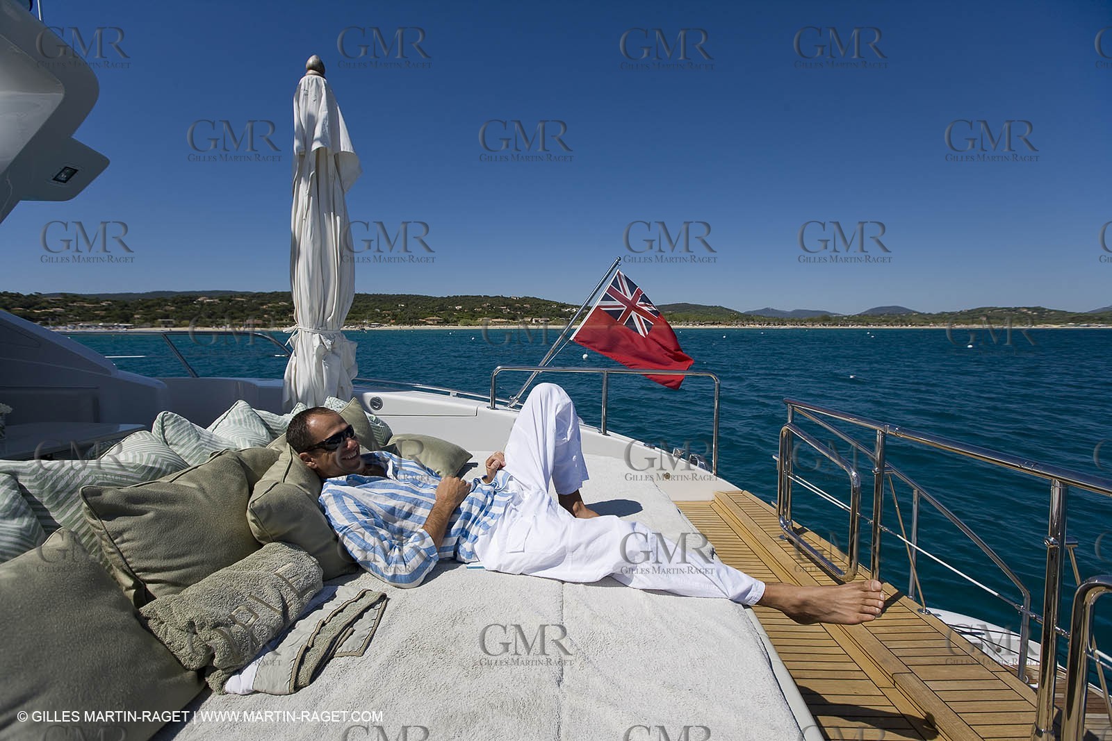 06 09 2007 - Saint Tropez (FRA, 83) - Superyachts - Motoryachts - Mangusta 92 Triple Fun in Saint Tropez - Mooring at Club 55 at Pampelonne Beach