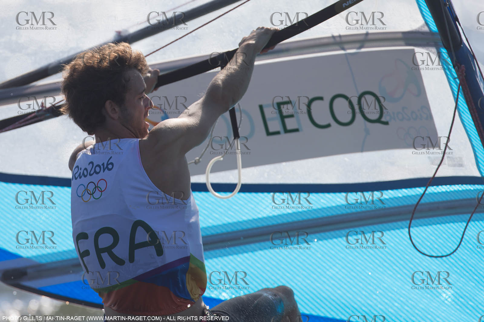 14 08 2016, Rio de Janeiro (BRA), 2016 Olympic Games, Sailing, RSX Men Medal race, Pierre Le Coq (FRA), bronze medalist