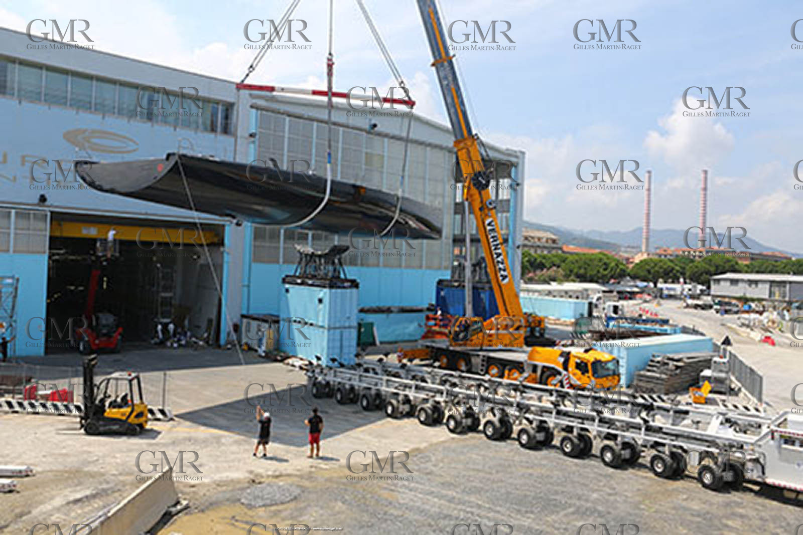 22 07 2017, Savona (ITA), Wally Cento Tango going out of the shed, Photo Gilles Martin-Raget