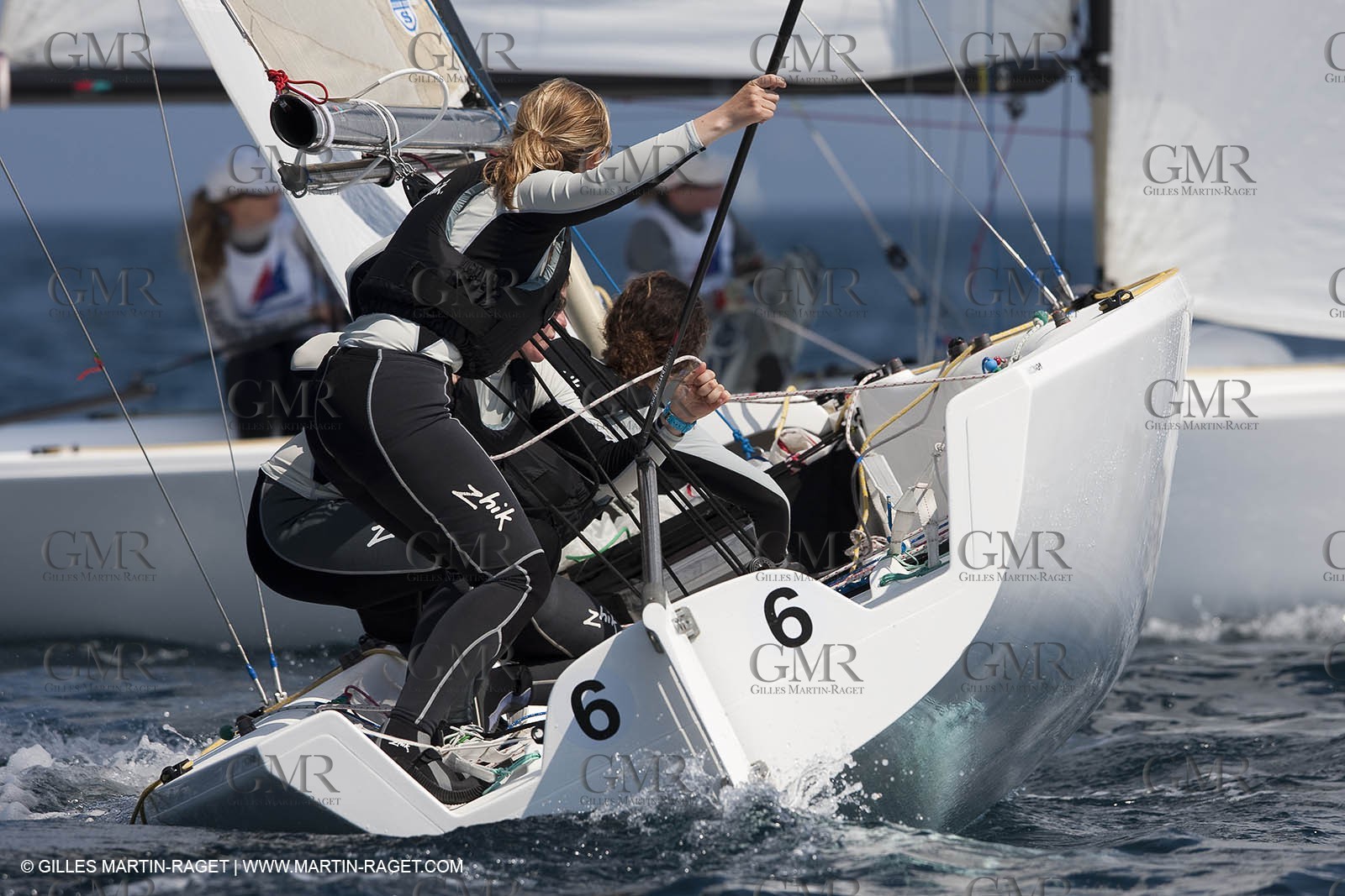20 04 2010 - Hyères (FRA,83) - SOF 2010 - Zhik Team - women Match Racing - Leroy Pruvot  Bertrand