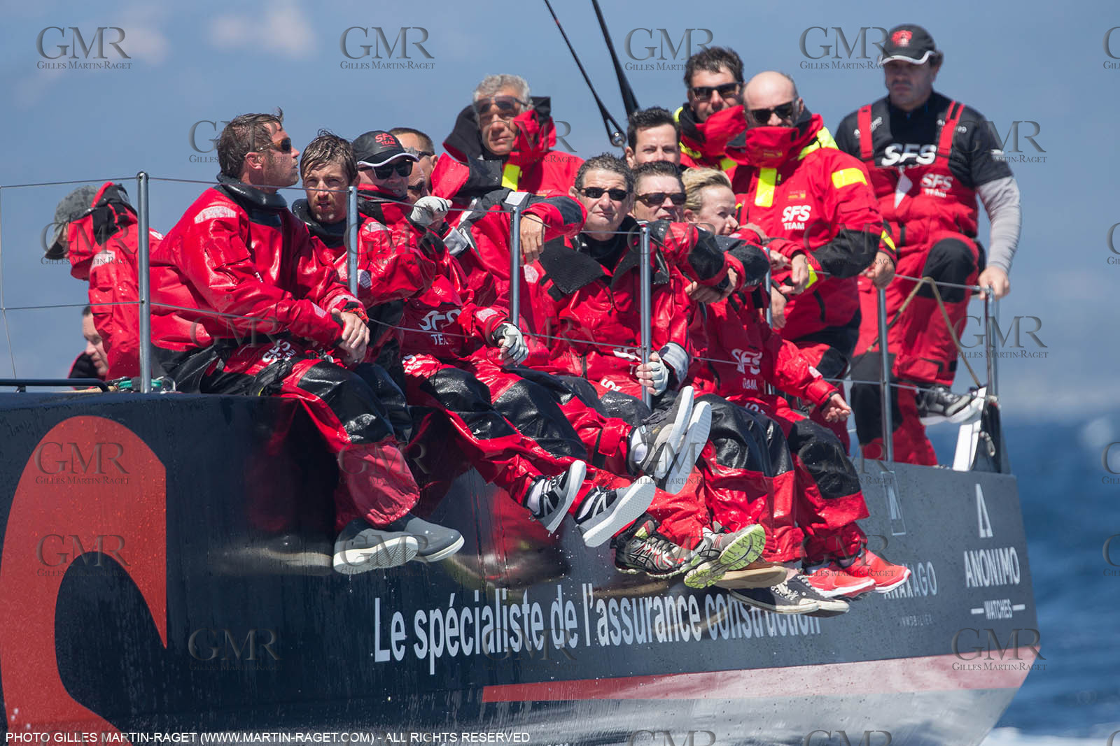 05 05 2016, Porquerolles (FRA,83), Semaine de Porquerolles, célébration des 30 and de lla victoire de l'Esprit d'Equipe dans la Whitbread, l'équipage se retrouve à bord du maxi SFS skippé par Lionel Péan