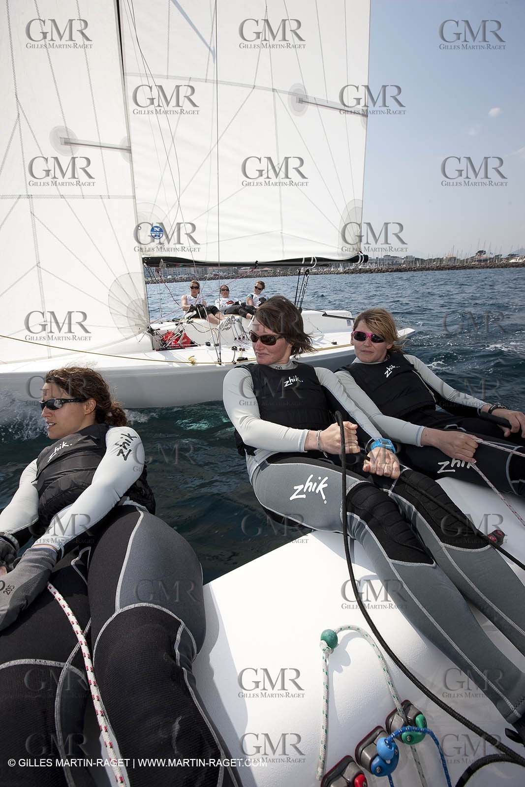 20 04 2010 - Hyères (FRA,83) - SOF 2010 - Zhik Team - women Match Racing - Leroy Pruvot  Bertrand