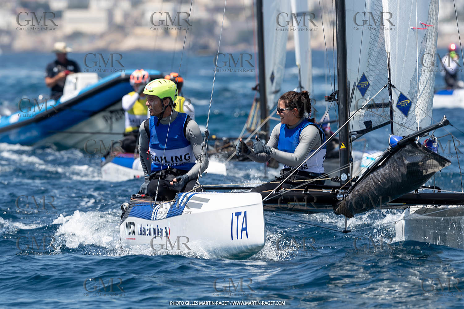 16 07 2023, Marseille, (FRA), Paris 2024 Olympic Games 2024 Sailing Test Event, Day 8, Medal race Nacra 17